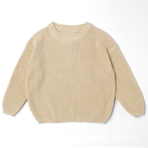 Oatmeal chunky knit kids sweater, plain