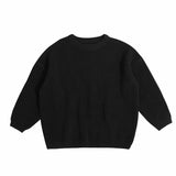 Black chunky knit kids sweater, plain