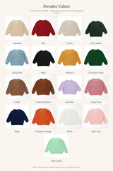 Available knit colors for the hand embroidered kids sweater