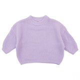 Lavender chunky knit kids sweater, plain