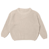Cream chunky knit kids sweater, plain