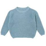 Dusty Blue chunky knit kids sweater, plain