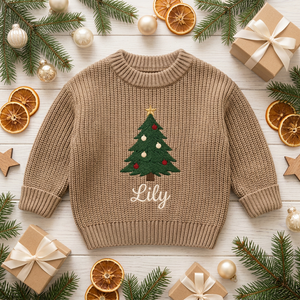 Machine embroidered big Christmas tree baby Christmas sweater among Christmas decorations