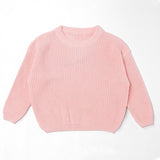 Pink chunky knit kids sweater, plain color option