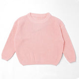 Light Pink chunky knit kids sweater, plain color option