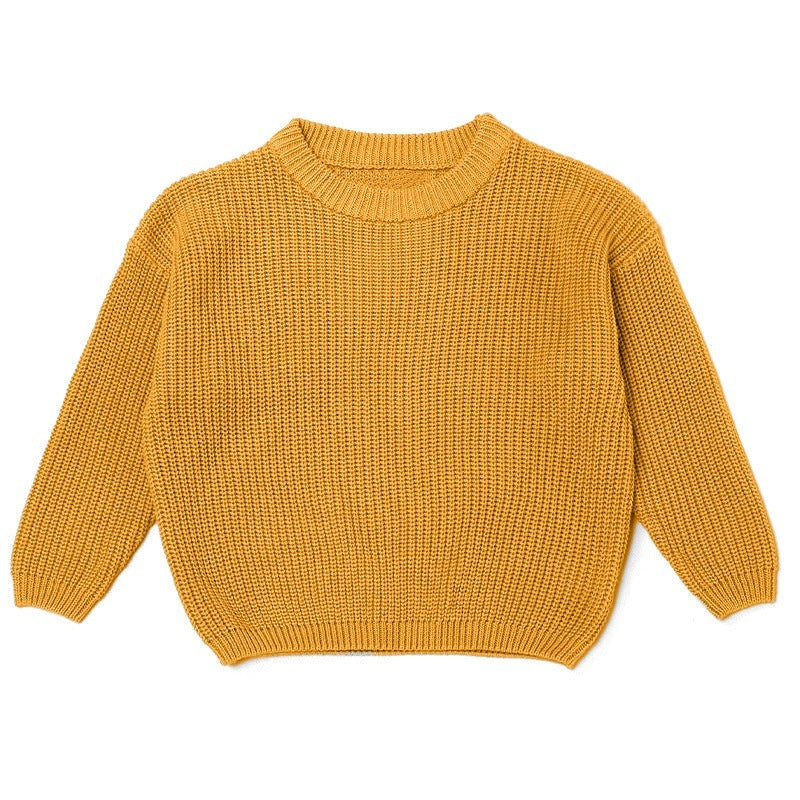 Cream chunky knit kids sweater, plain color option